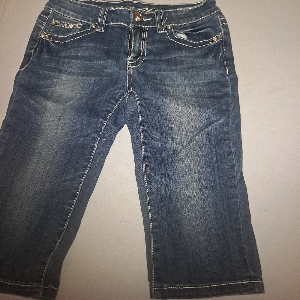 Miss Chic Jean Bermuda Embellished shorts